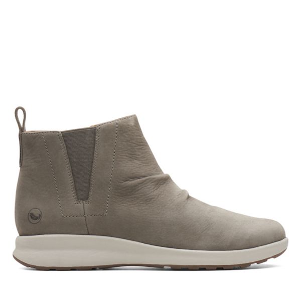 Clarks Womens Un Adorn Mid Ankle Boots Taupe Nubuck | UK-4108976